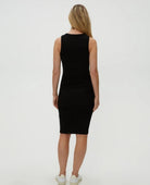 Demi Ribbed Midi Dress Black - PINK ARROWS
