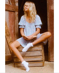 Dolly Mini Dress Dusty Blue - PINK ARROWS
