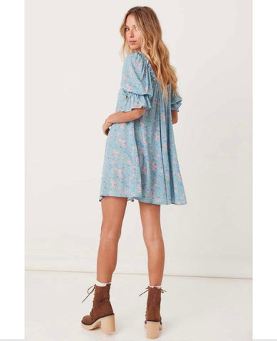 Dolly Mini Dress Dusty Blue - PINK ARROWS
