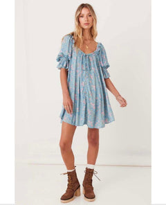 Dolly Mini Dress Dusty Blue - PINK ARROWS