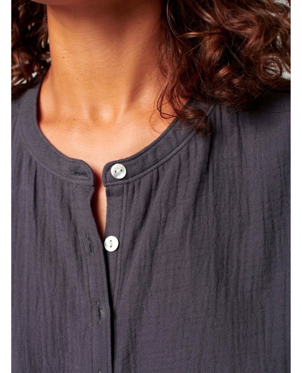 Dream Cotton Gauze Desmond Top Washed Black - PINK ARROWS