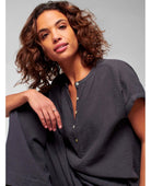 Dream Cotton Gauze Desmond Top Washed Black - PINK ARROWS