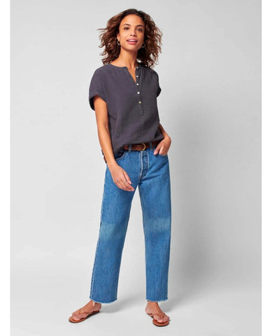 Dream Cotton Gauze Desmond Top Washed Black - PINK ARROWS