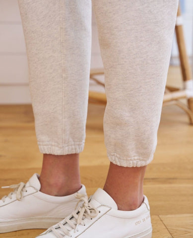 Eamon Triple Fleece White Melange Sweatpant - PINK ARROWS