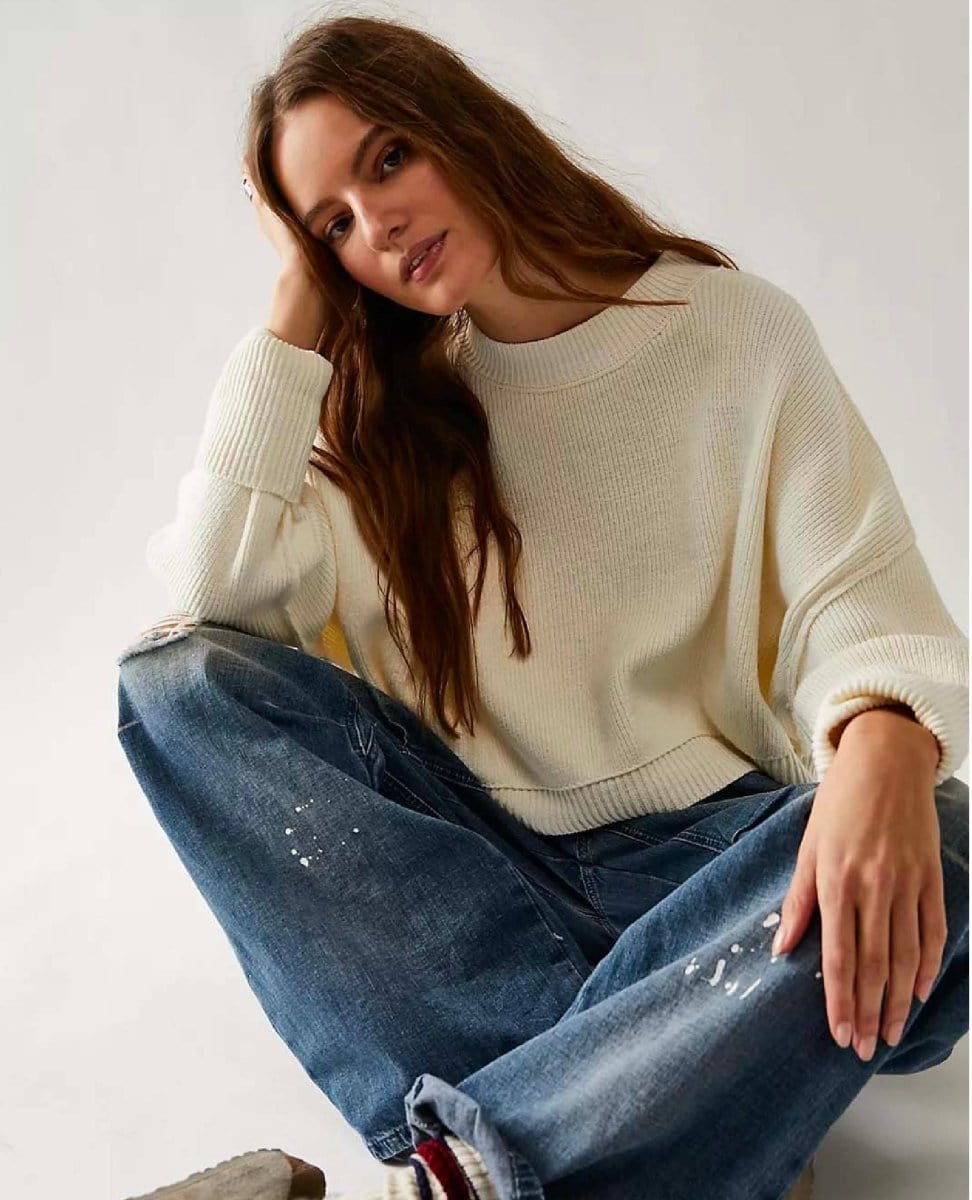 Easy Street Cropped Pullover Moonglow - PINK ARROWS