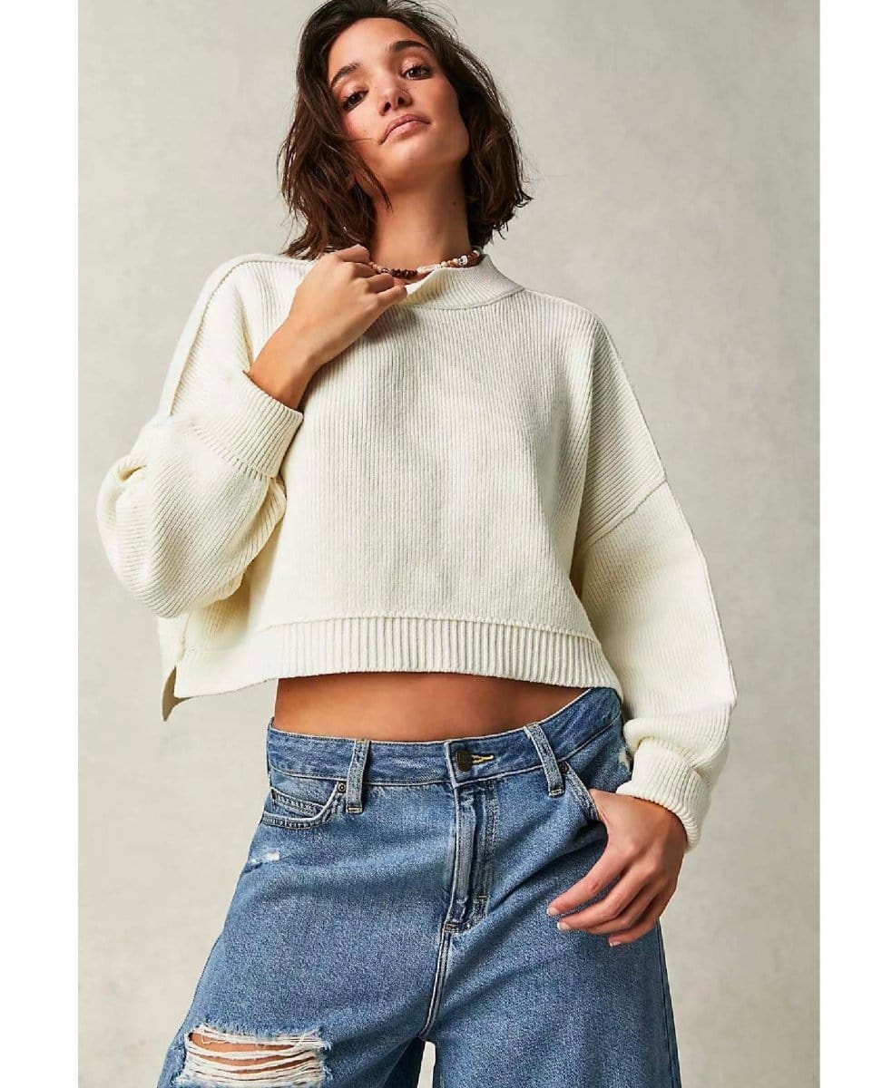 Easy Street Cropped Pullover Moonglow - PINK ARROWS