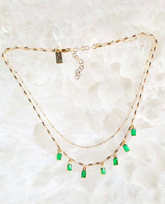 Eden Layered Necklace Emerald Green - PINK ARROWS