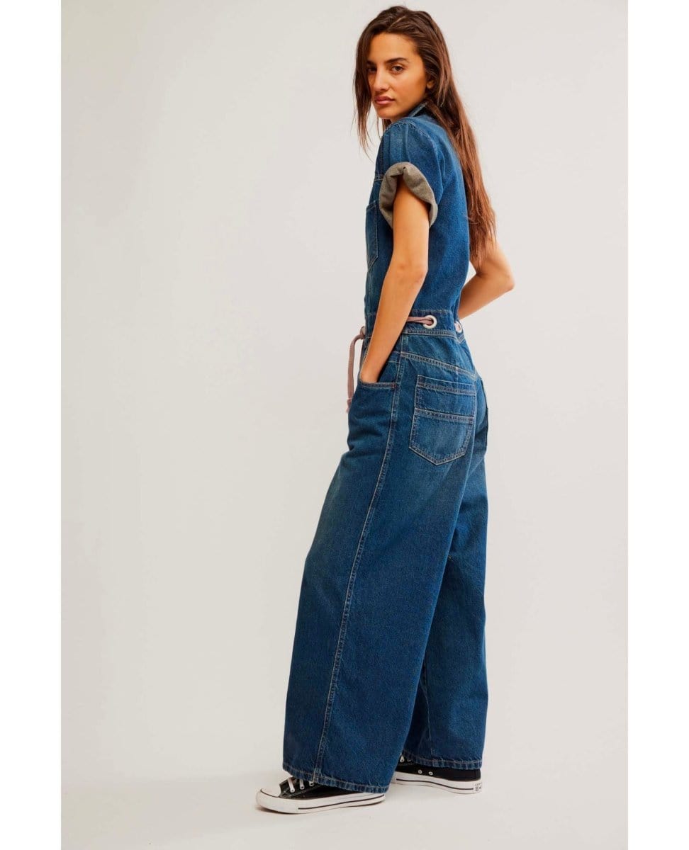 Edison Wideleg Coverall Cerulean Skies - PINK ARROWS