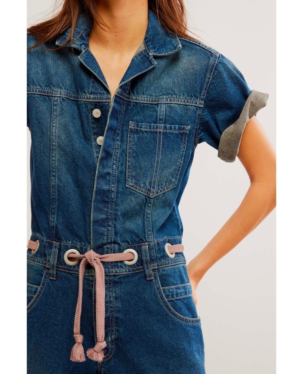 Edison Wideleg Coverall Cerulean Skies - PINK ARROWS