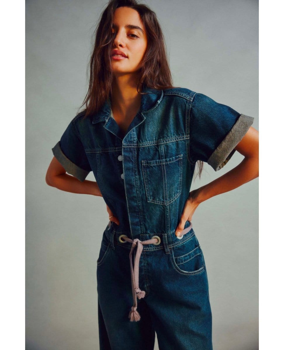 Edison Wideleg Coverall Cerulean Skies - PINK ARROWS