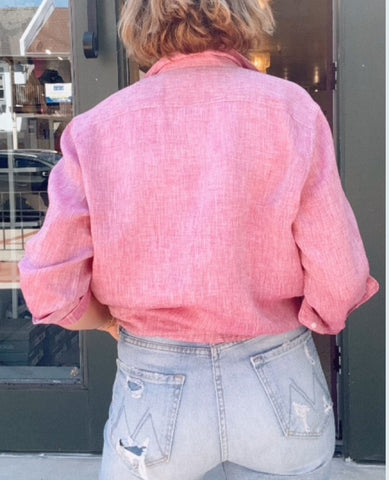 Eileen Raspberry Italian Linen Shirt - PINK ARROWS