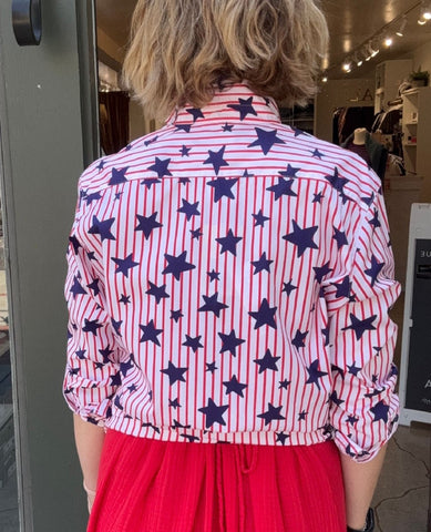Eileen Red Stripe Blue Stars Shirt - PINK ARROWS