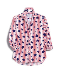Eileen Red Stripe Shirt Blue Stars - PINK ARROWS