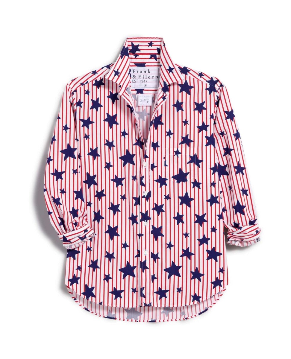 Eileen Red Stripe Shirt Blue Stars - PINK ARROWS