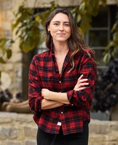 Eileen Relaxed Heather Red Black Plaid Flannel - PINK ARROWS