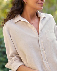 Eileen Washed Linen Shirt Sand - PINK ARROWS