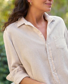 Eileen Washed Linen Shirt Sand - PINK ARROWS