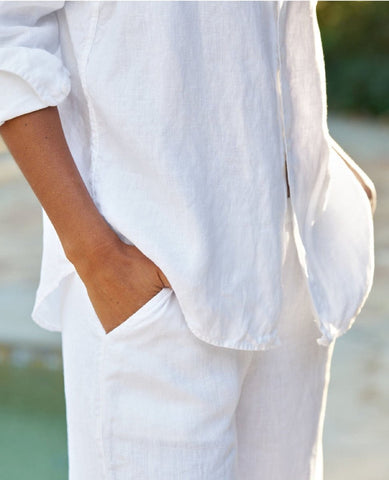 Eileen Washed Linen Shirt White - PINK ARROWS