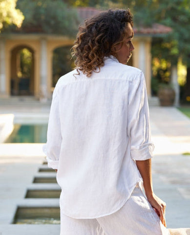 Eileen Washed Linen Shirt White - PINK ARROWS