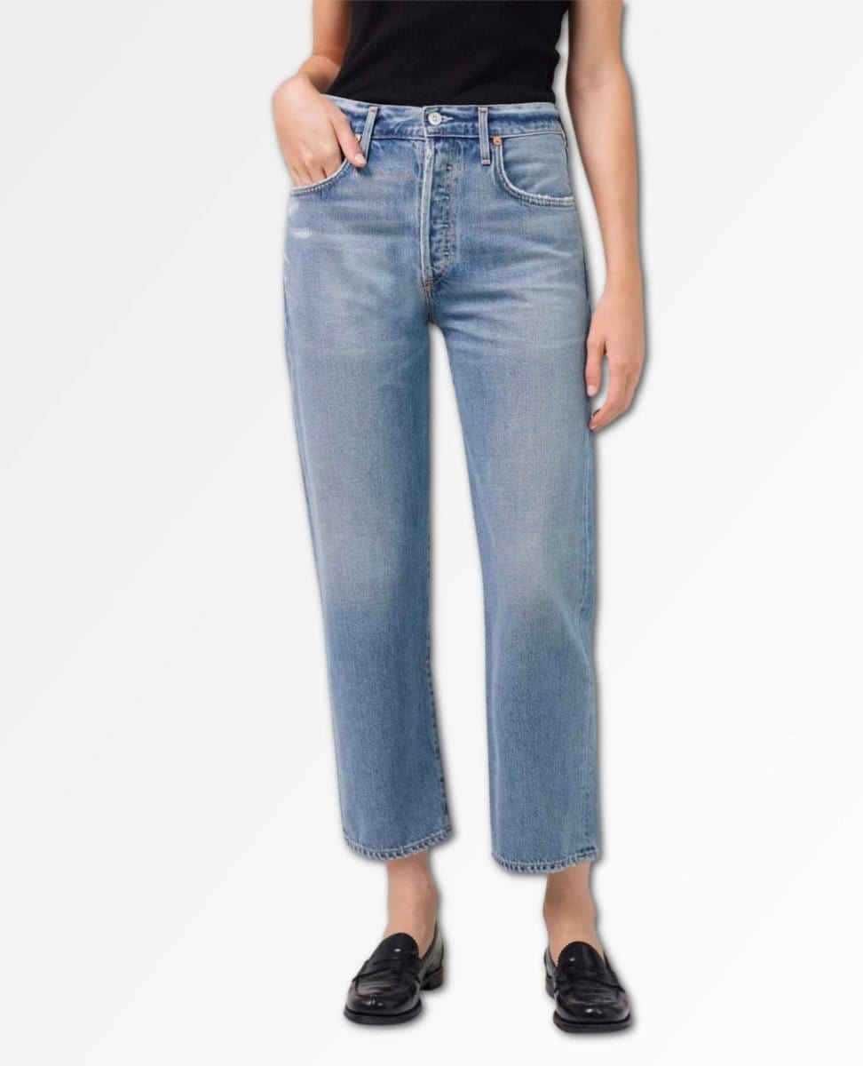 Emery High Rise Relaxed Crop Old Blue - PINK ARROWS