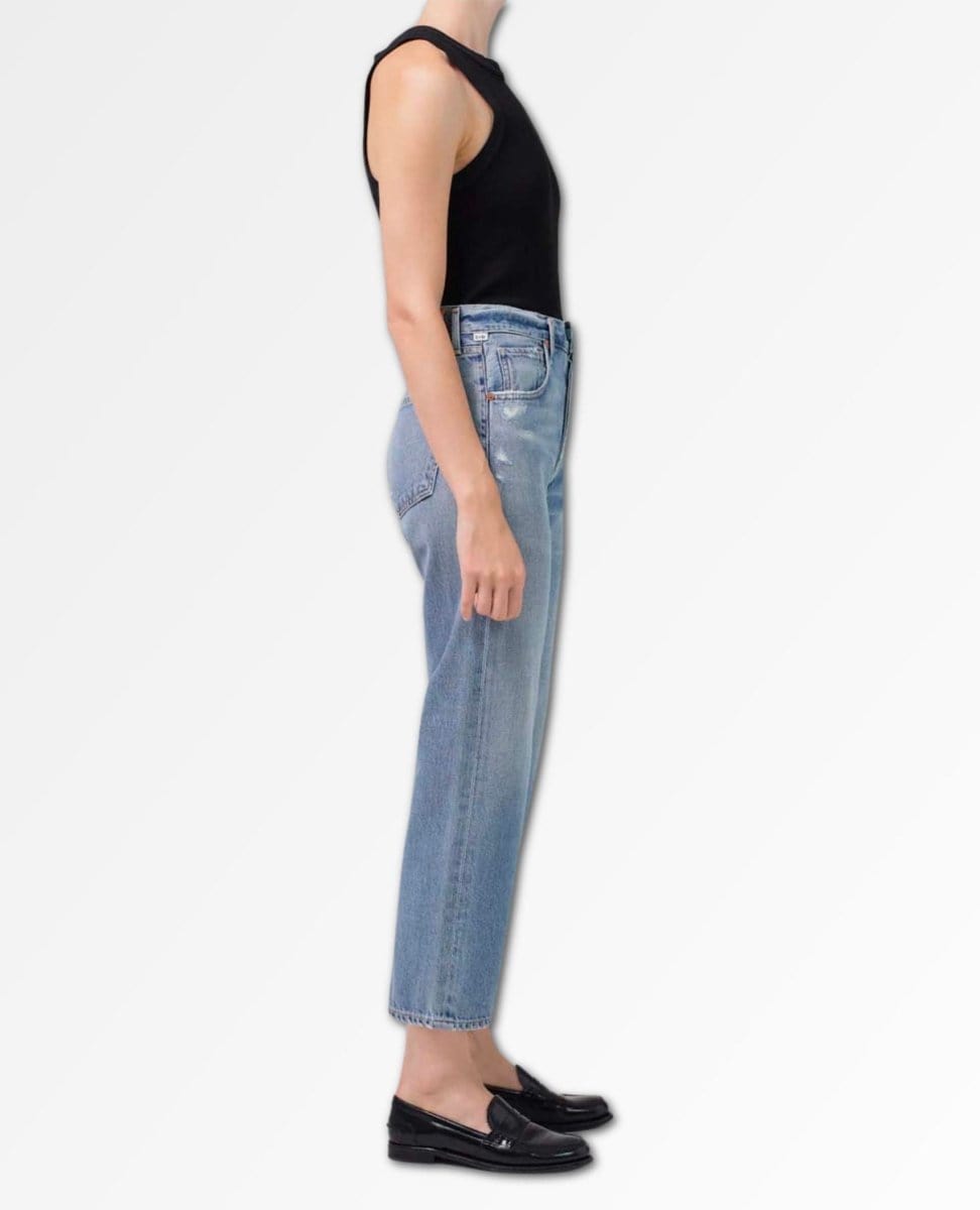 Emery High Rise Relaxed Crop Old Blue - PINK ARROWS