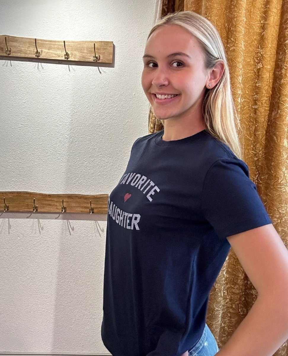 Favorite Daughter Tee Navy - PINK ARROWS