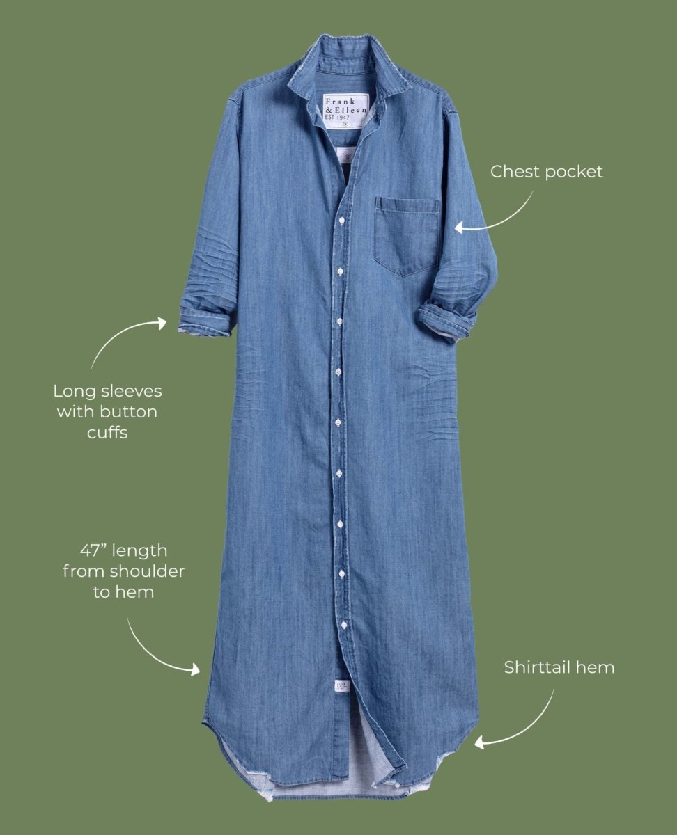 F&E Rory Maxi Shirt Dress Vintage Denim - PINK ARROWS