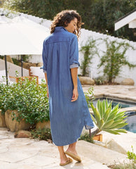 F&E Rory Maxi Shirt Dress Vintage Denim - PINK ARROWS