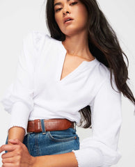 Flora Peasant Tee White - PINK ARROWS
