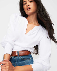 Flora Peasant Tee White - PINK ARROWS