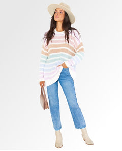 Flurry Sweater Powder Stripe - PINK ARROWS