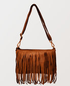 Fringe Cognac Leather Crossbody - PINK ARROWS