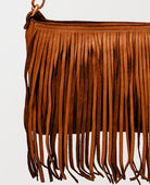 Fringe Cognac Leather Crossbody - PINK ARROWS