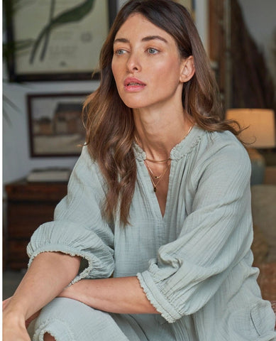 Gauze Dress in Mint with Pockets - PINK ARROWS