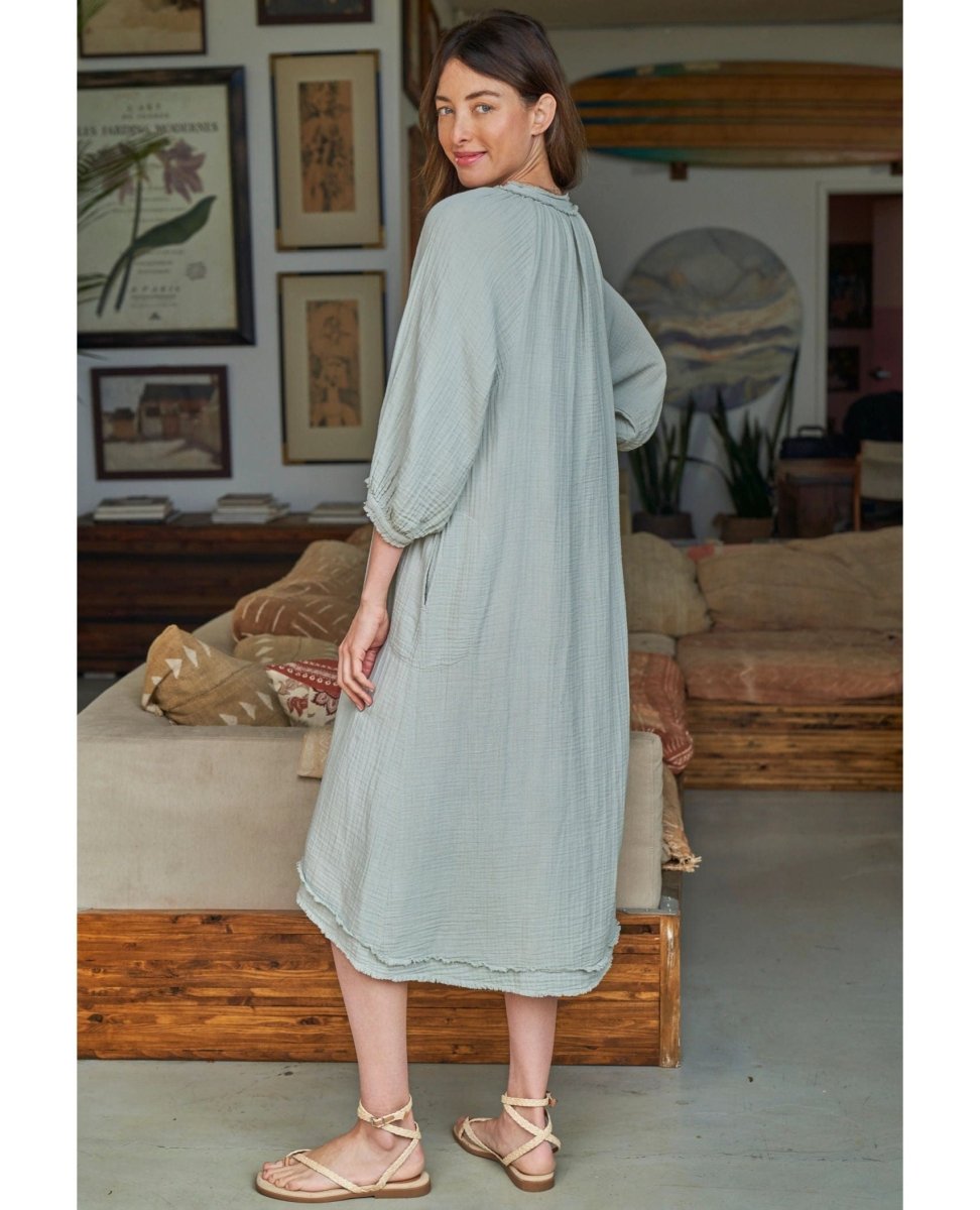 Gauze Dress in Mint with Pockets - PINK ARROWS