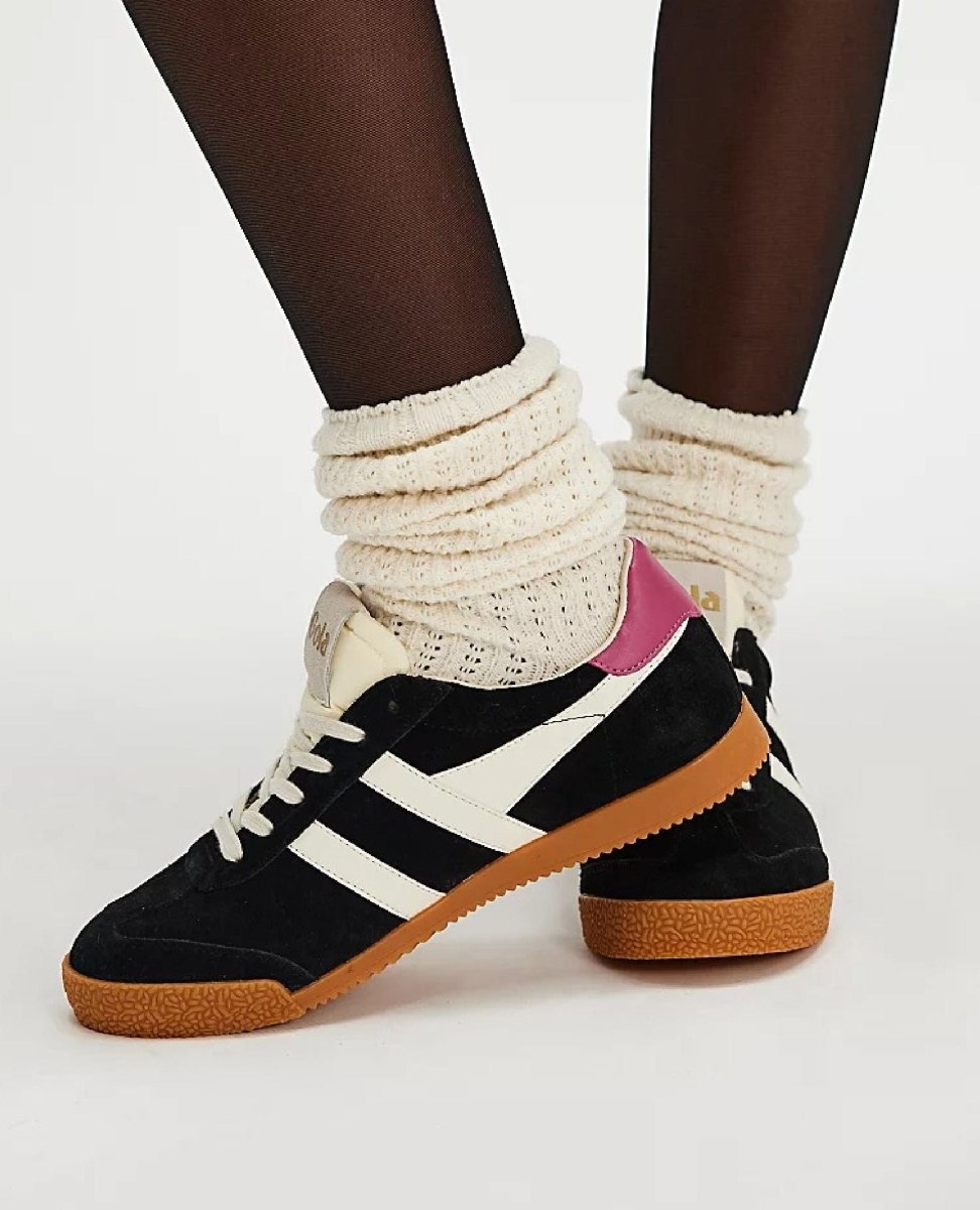 Gola Women's Elan Trainer Black White Fuchsia - PINK ARROWS