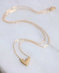 Gold Heart Necklace - PINK ARROWS