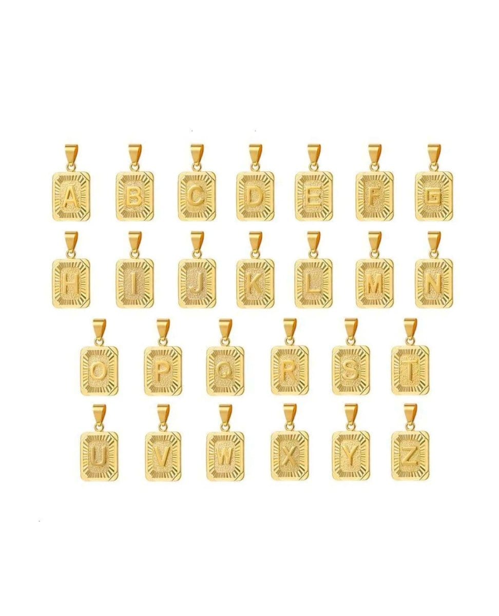 Gold Letter Initial Medallion Necklace - PINK ARROWS