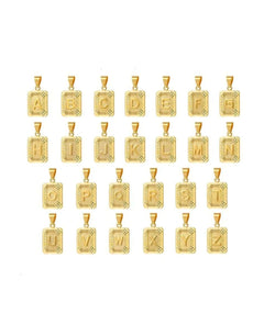 Gold Letter Initial Medallion Necklace - PINK ARROWS