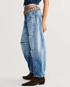 Good Luck Barrel Jean Barnyard Blue - PINK ARROWS