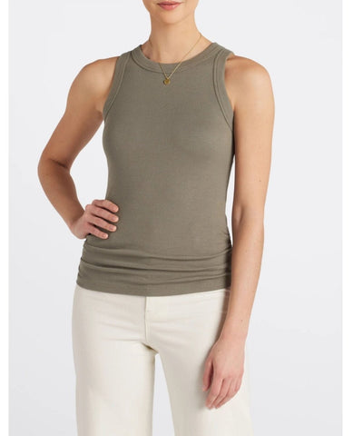 Halley Ruched Side Tank Olive - PINK ARROWS