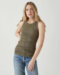 Halley Ruched Side Tank Olive - PINK ARROWS