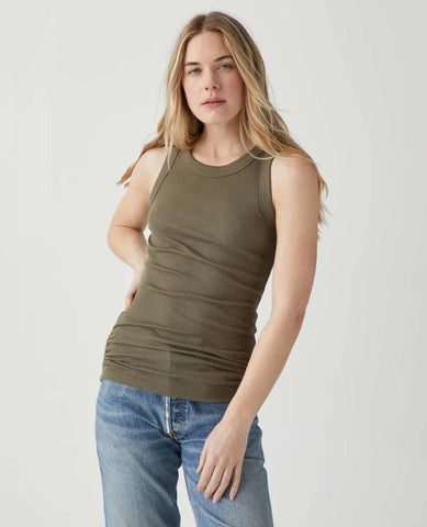Halley Ruched Side Tank Olive - PINK ARROWS