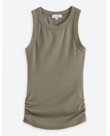 Halley Ruched Side Tank Olive - PINK ARROWS