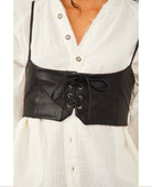 Hastings Corset Belt Black Leather - PINK ARROWS