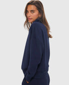 Hawley Half Zip Sweat Navy - PINK ARROWS
