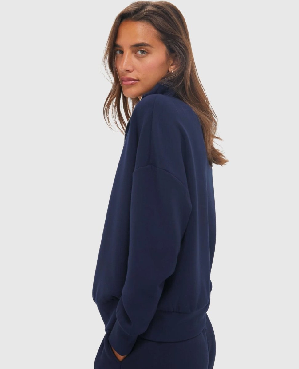 Hawley Half Zip Sweat Navy - PINK ARROWS