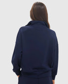 Hawley Half Zip Sweat Navy - PINK ARROWS