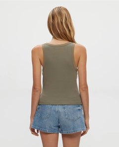 Hayes Rib Tank Olive - PINK ARROWS