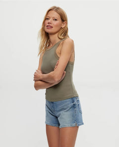 Hayes Rib Tank Olive - PINK ARROWS